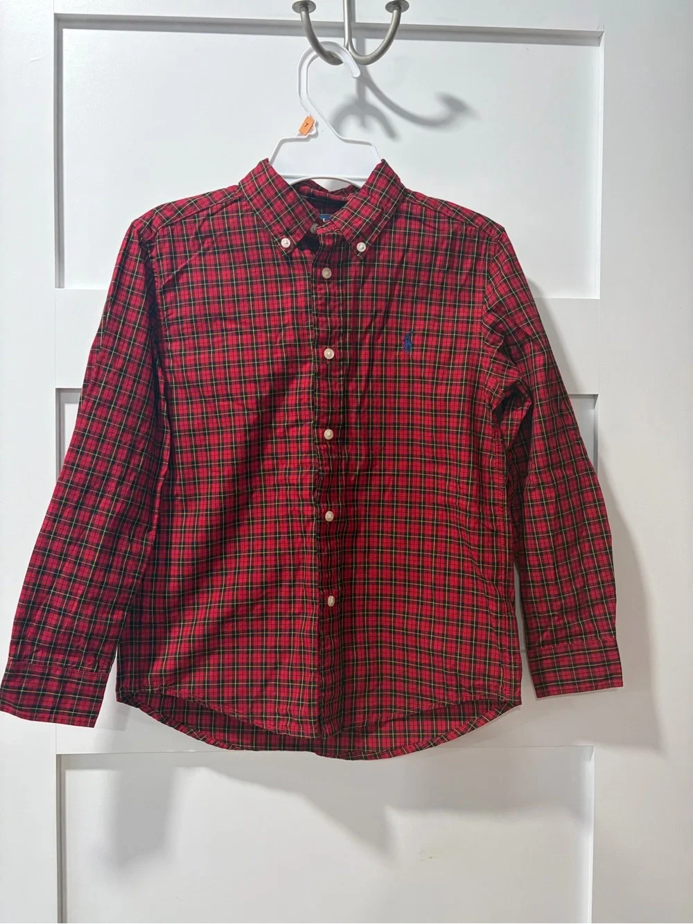 Boys Polo Red Plaid Button-Down Shirt